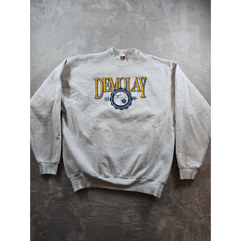 Vintage Sweatshirt Mens XL Gray DeMolay Crewneck Pullover Made‎ In USA *Read